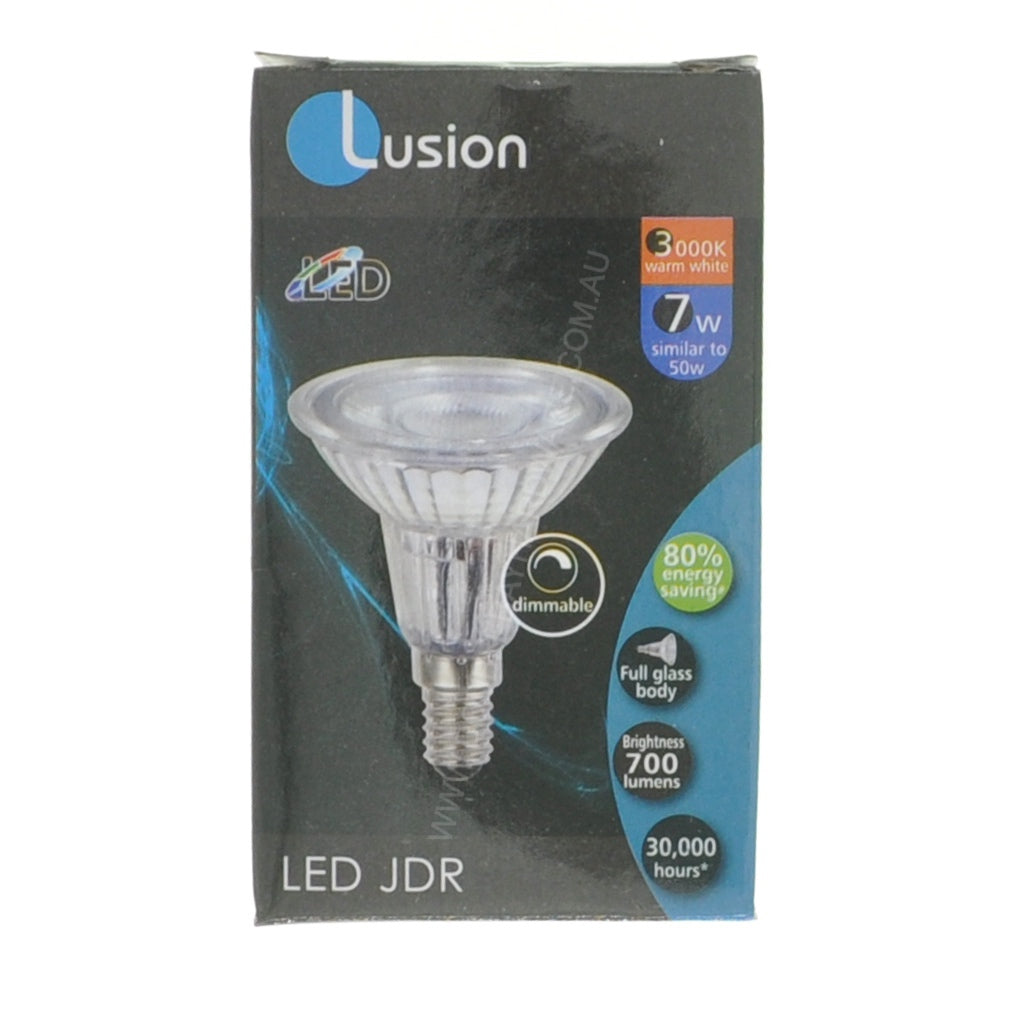 LUSION Hi Spot 50 JDR LED Light Bulb E14 240V 7W W/W 20075