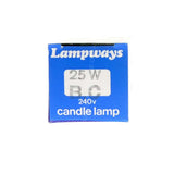 Lampways Candle Incandescent Light Bulb B22 240V 25W Pearl