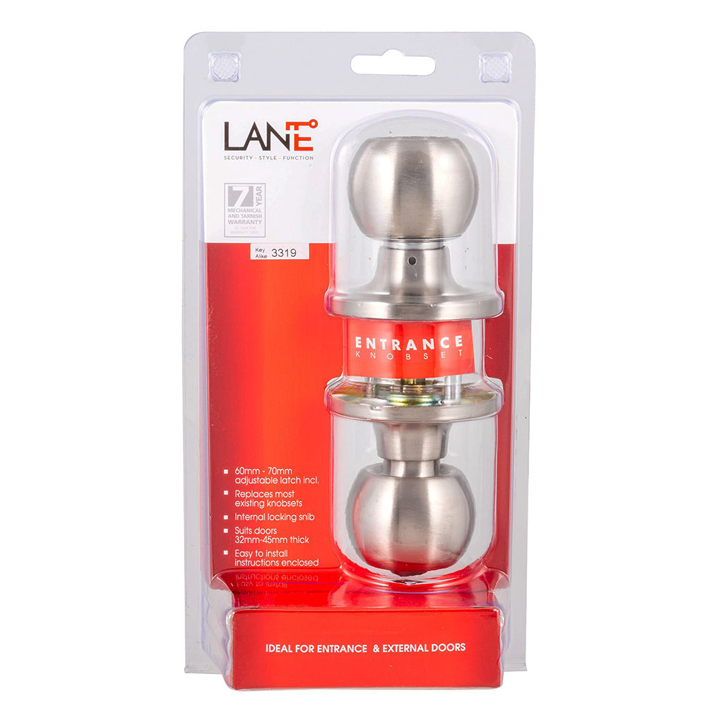 Lane Bala Entrance Knobset Satin Stainless Steel L972025