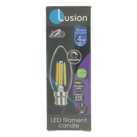 Lusion Candle Filament LED Light Bulb B22 240V 4W C/DL 20246