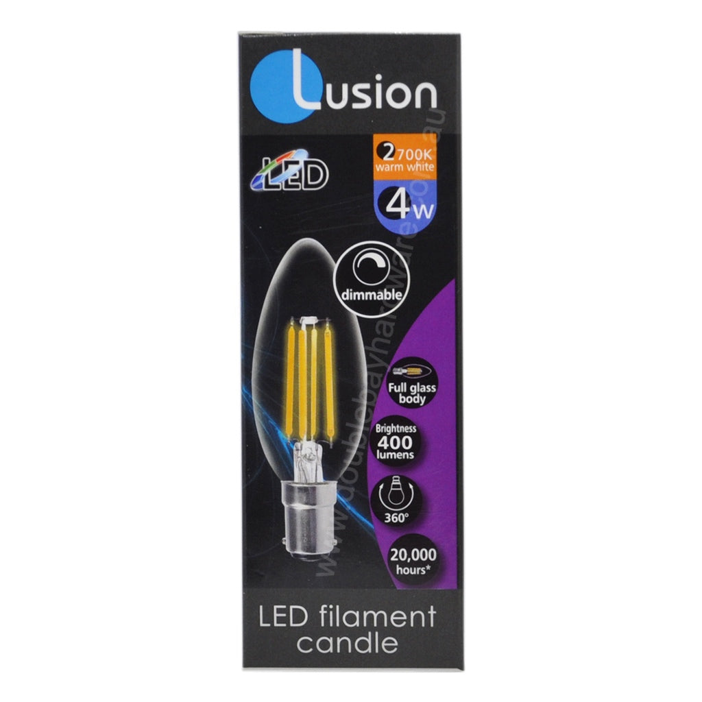 Lusion Candle Filament LED Light Bulb B15 240V 4W W/W 20243 – Double ...