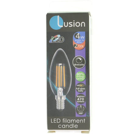 Lusion Candle Filament LED Light Bulb E14 240V 4W W/W 20240