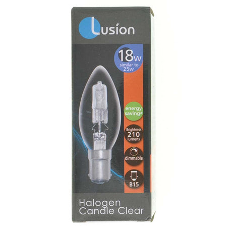 Lusion Candle Halogen Light Bulb B15 240V 18W Clear 30112