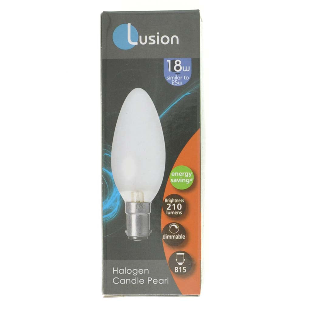 Lusion Candle Halogen Light Bulb B15 240V 18W Pearl 30113