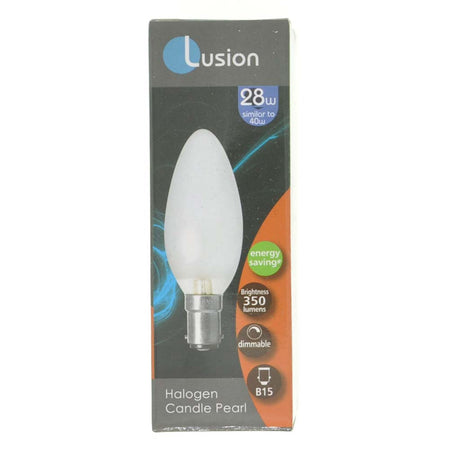 Lusion Candle Halogen Light Bulb B15 240V 28W Pearl 30115