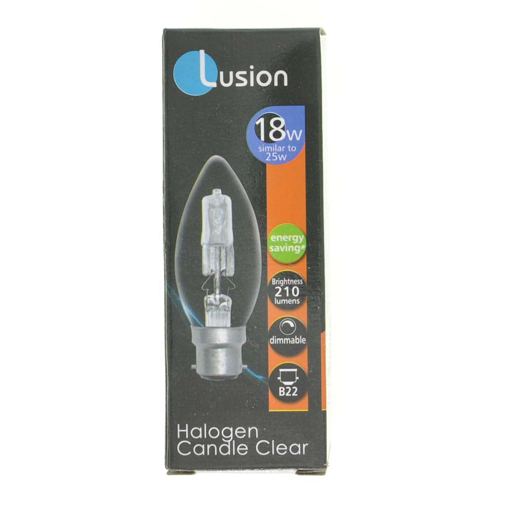 Lusion Candle Halogen Light Bulb B22 240V 18W Clear 30100