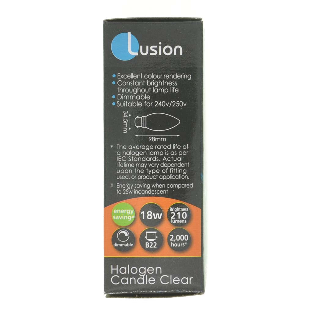 Lusion Candle Halogen Light Bulb B22 240V 18W Clear 30100