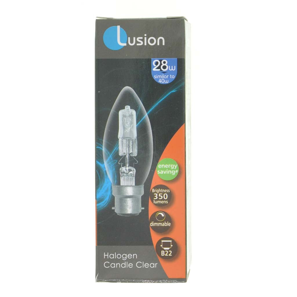 Lusion Candle Halogen Light Bulb B22 240V 28W Clear 30102