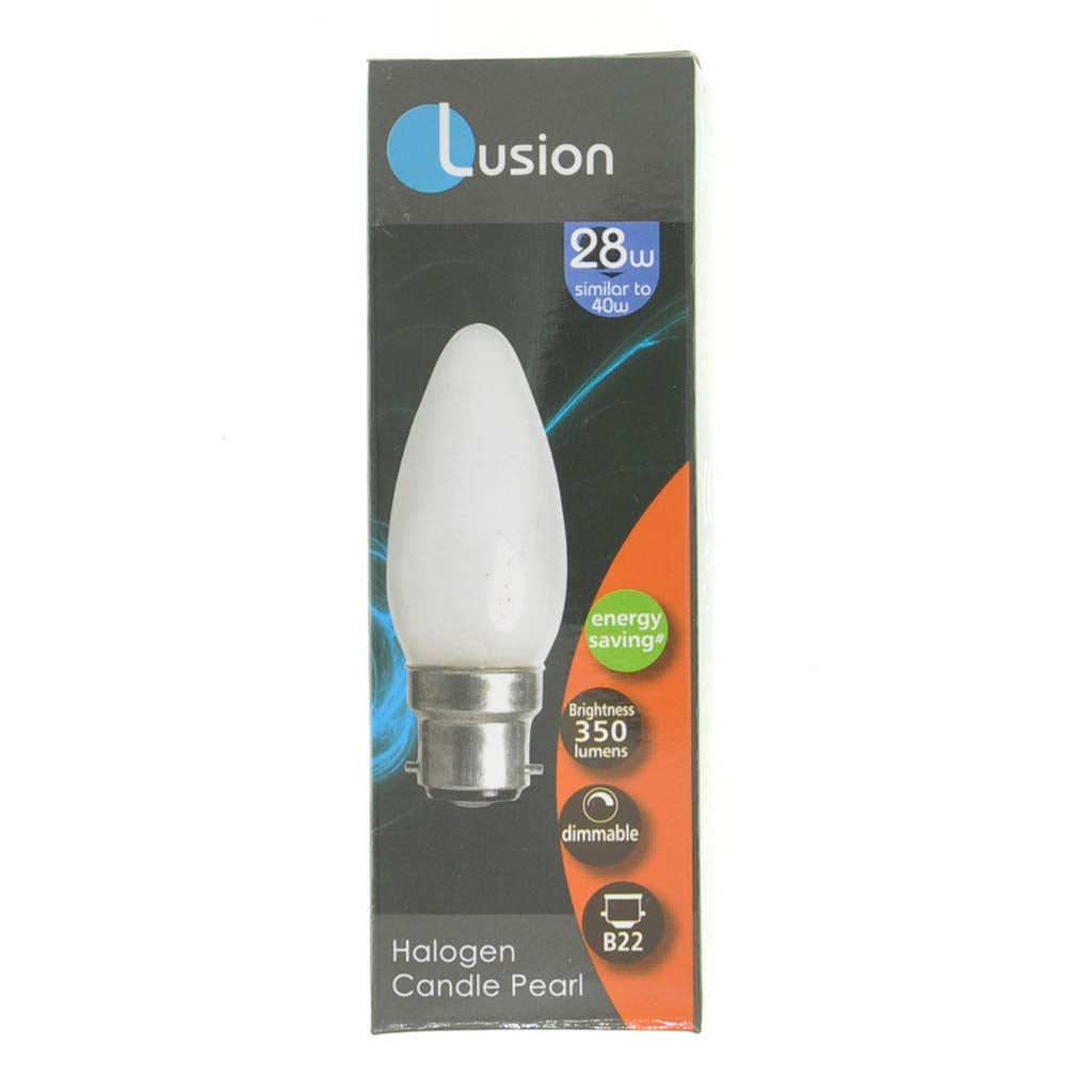 Lusion Candle Halogen Light Bulb B22 240V 28W Pearl 30103