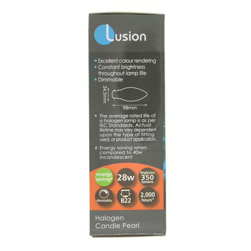 Lusion Candle Halogen Light Bulb B22 240V 28W Pearl 30103