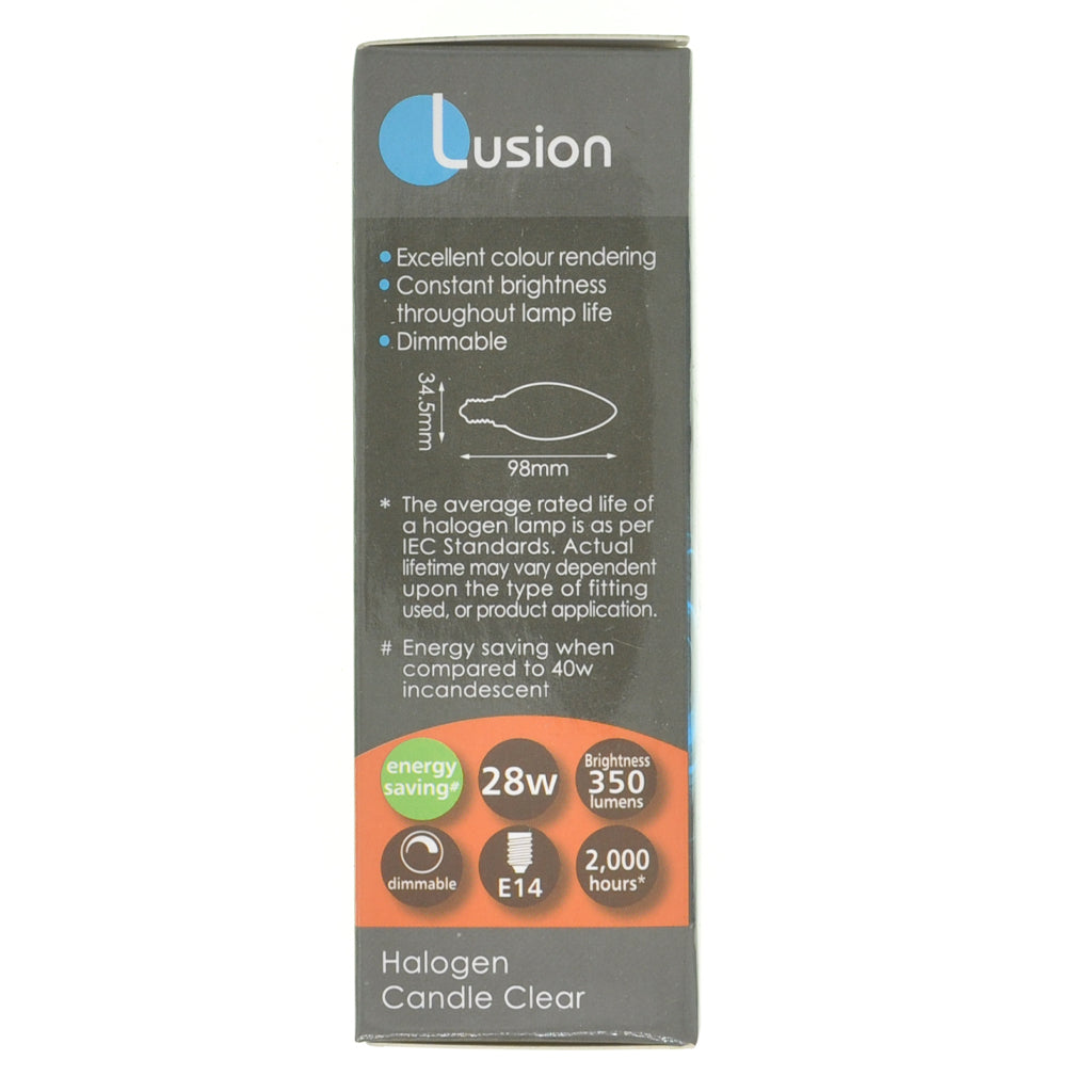 Lusion Candle Halogen Light Bulb E14 240V 28W Clear 30110