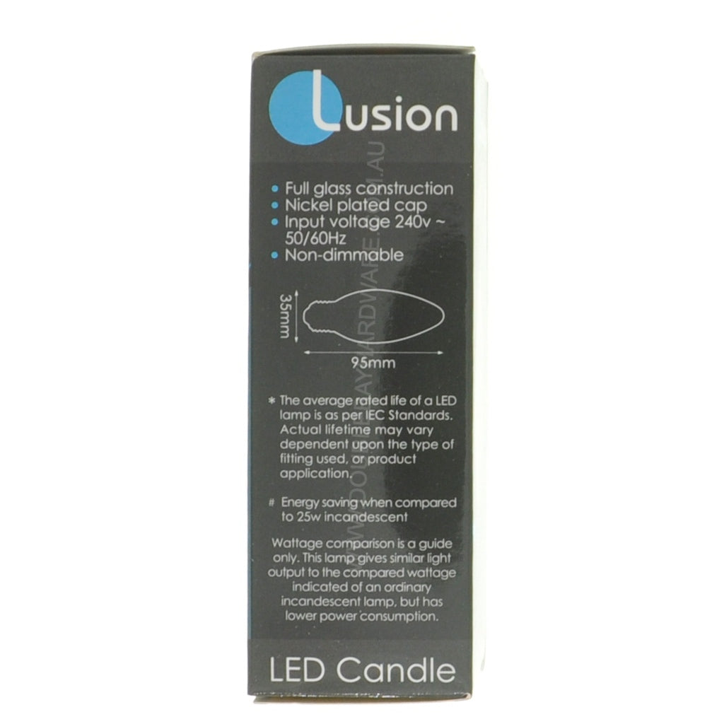 Lusion Candle LED Light Bulb E27 240V 2.8W Pearl W/W 20210