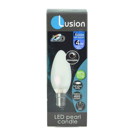 Lusion Candle LED Light Bulb B15 240V 4W Opal C/DL 20273