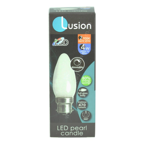 Lusion Candle LED Light Bulb B22 240V 4W Pearl W/W 20257