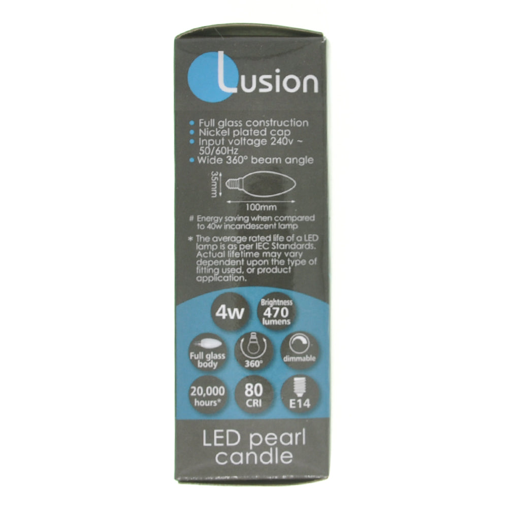 Lusion Candle LED Light Bulb E14 240V 4W Pearl C/DL 20270