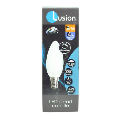 Lusion Candle LED Light Bulb E14 240V 4W Pearl W/W 20255