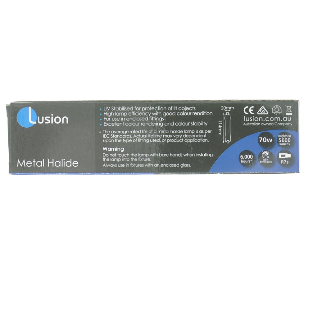 Lusion Double Ended Metal Halide Light Bulb R7s 70W C/W 114mm 40004