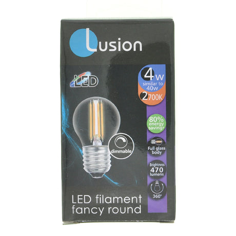 Lusion Fancy Round Filament LED Light Bulb E27 240V 4W W/W 20231