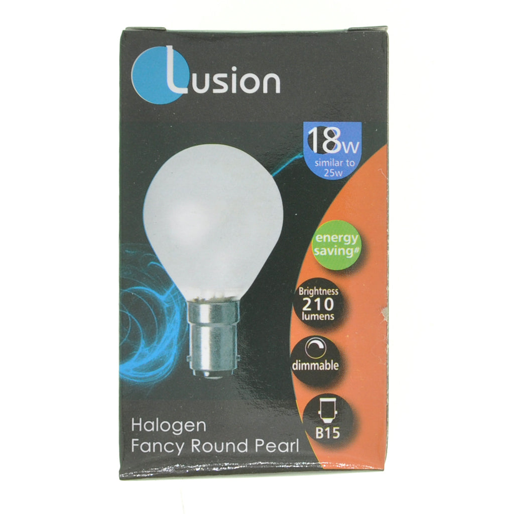 Lusion Fancy Round Halogen Light Bulb B15 240V 18W Pearl 30213