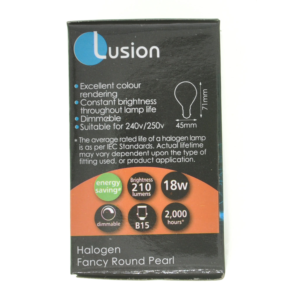 Lusion Fancy Round Halogen Light Bulb B15 240V 18W Pearl 30213