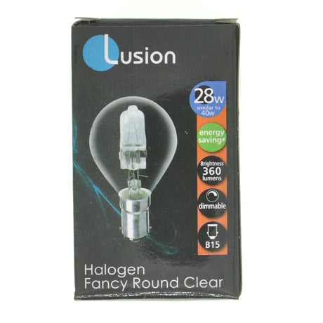 Lusion Fancy Round Halogen Light Bulb B15 240V 28W Clear 30214