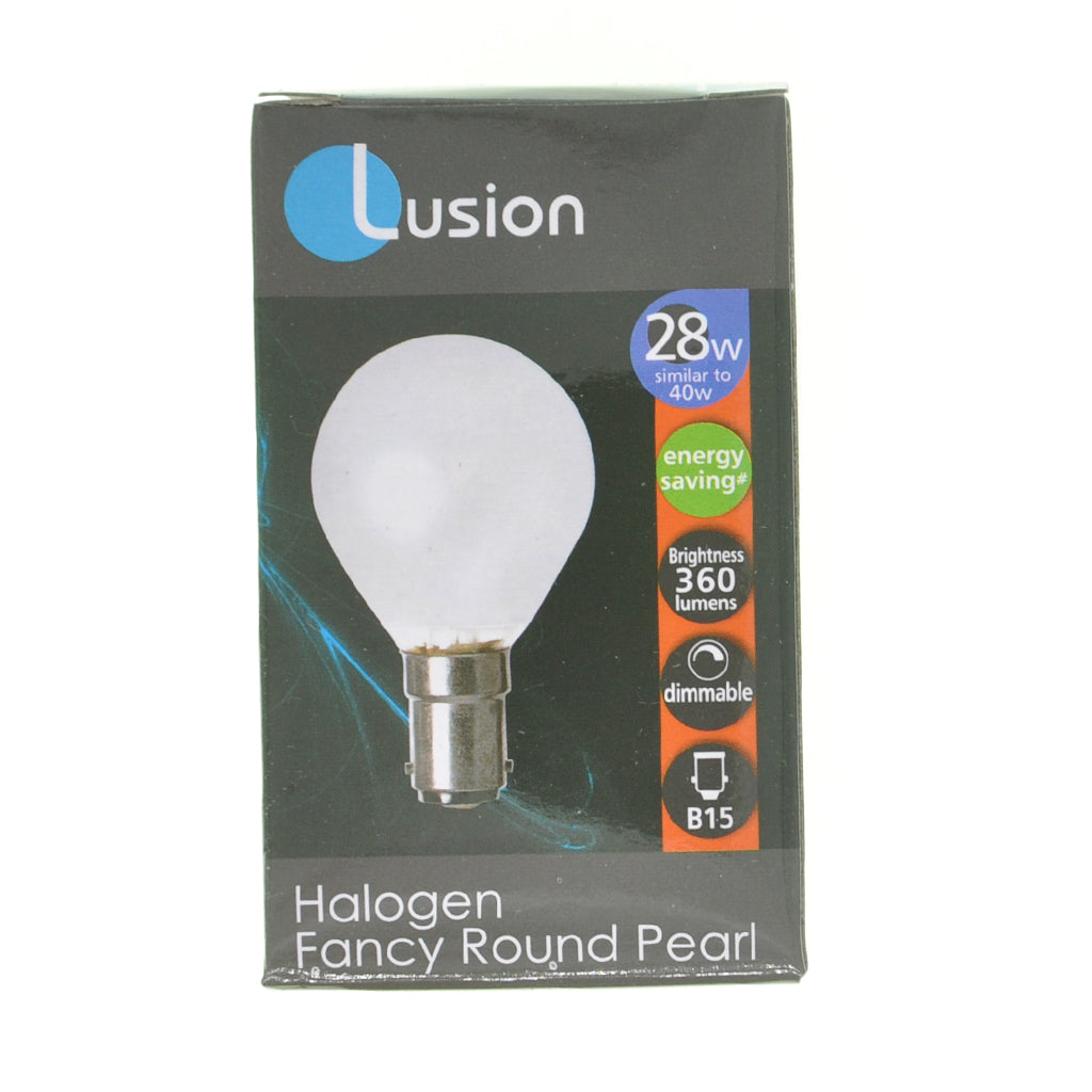 Lusion Fancy Round Halogen Light Bulb B15 240V 28W Pearl 30215