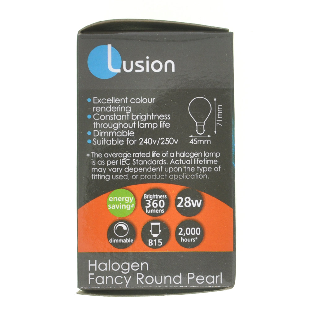 Lusion Fancy Round Halogen Light Bulb B15 240V 28W Pearl 30215