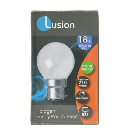 Lusion Fancy Round Halogen Light Bulb B22 240V 18W Pearl 30201