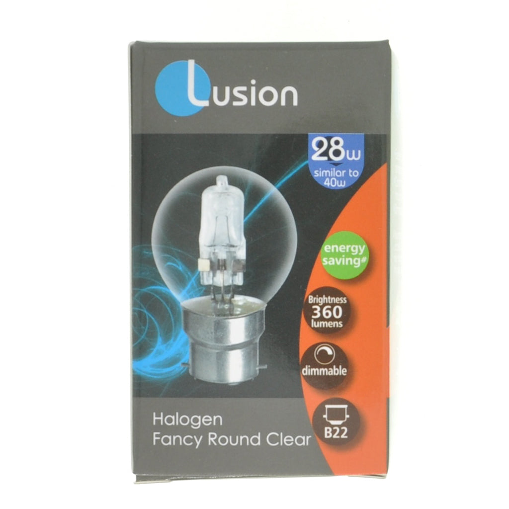 Lusion Fancy Round Halogen Light Bulb B22 240V 28W Clear 30202