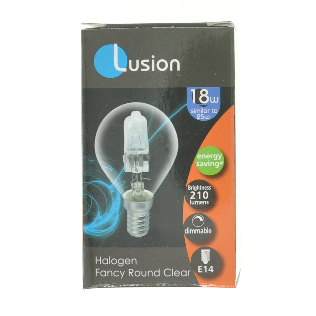 Lusion Fancy Round Halogen Light Bulb E14 240V 18W Clear 30208