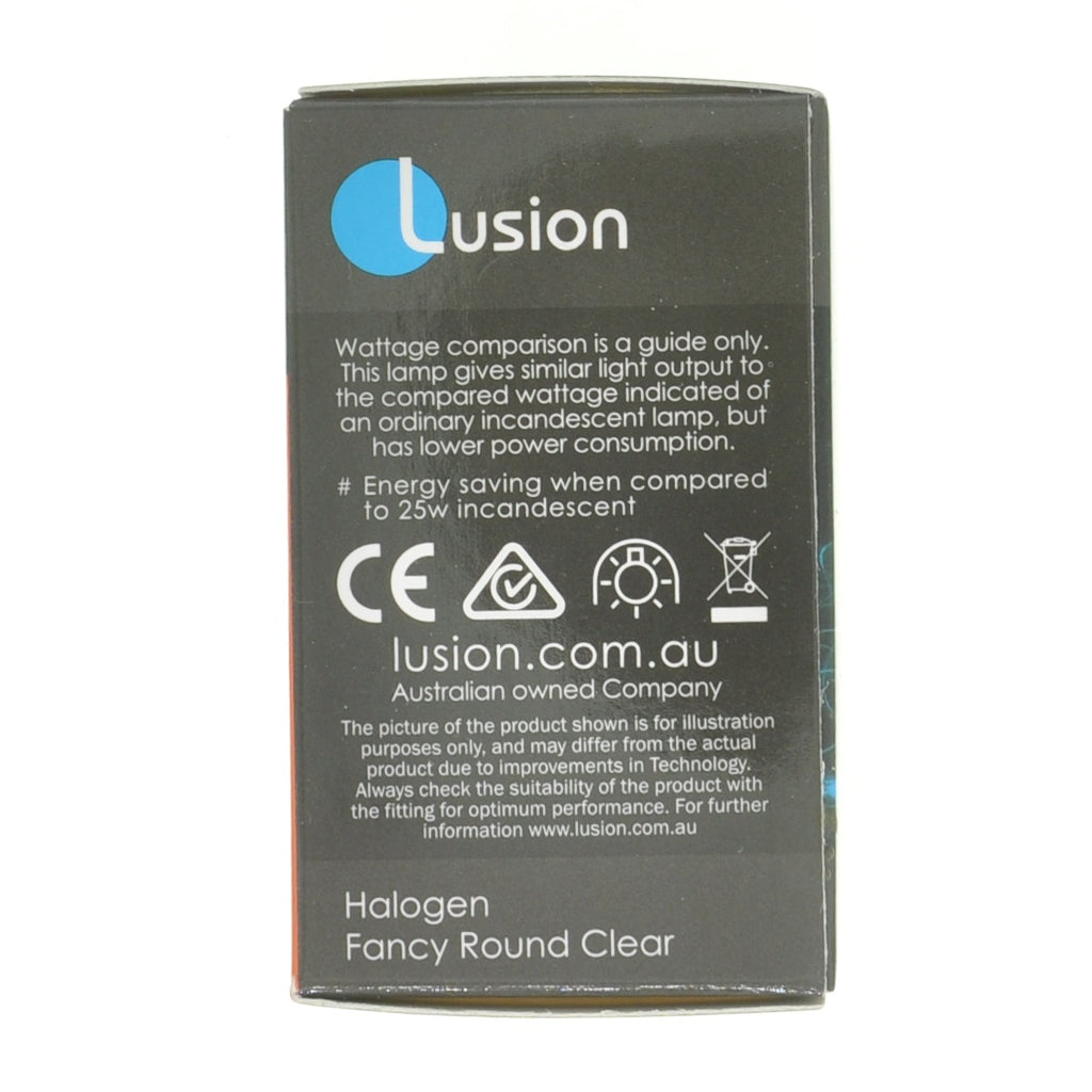 Lusion Fancy Round Halogen Light Bulb E14 240V 18W Clear 30208