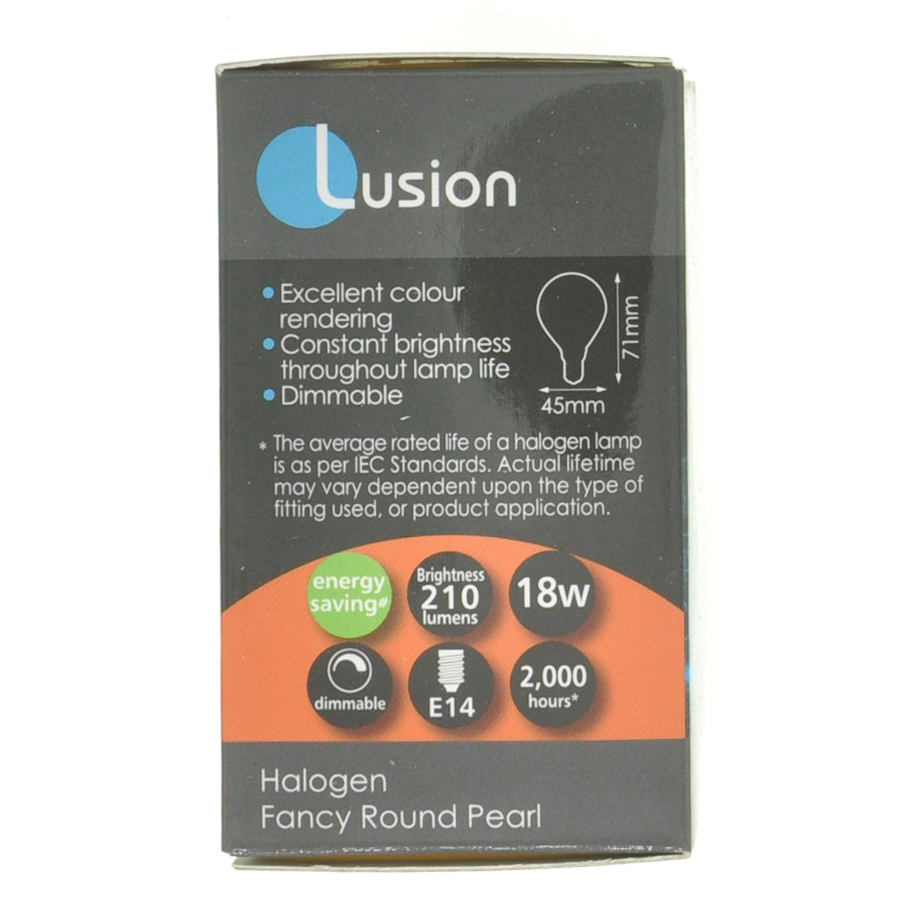 Lusion Fancy Round Halogen Light Bulb E14 240V 18W Pearl 30209