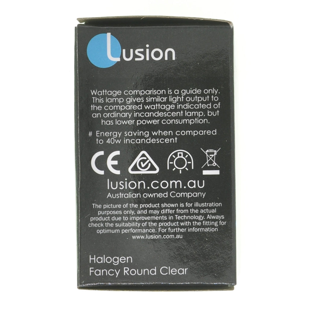 Lusion Fancy Round Halogen Light Bulb E14 240V 28W Clear 30210