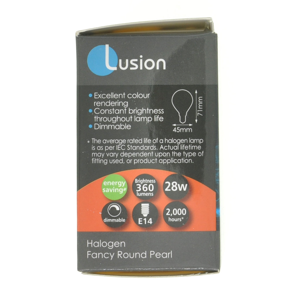 Lusion Fancy Round Halogen Light Bulb E14 240V 28W Pearl 30211