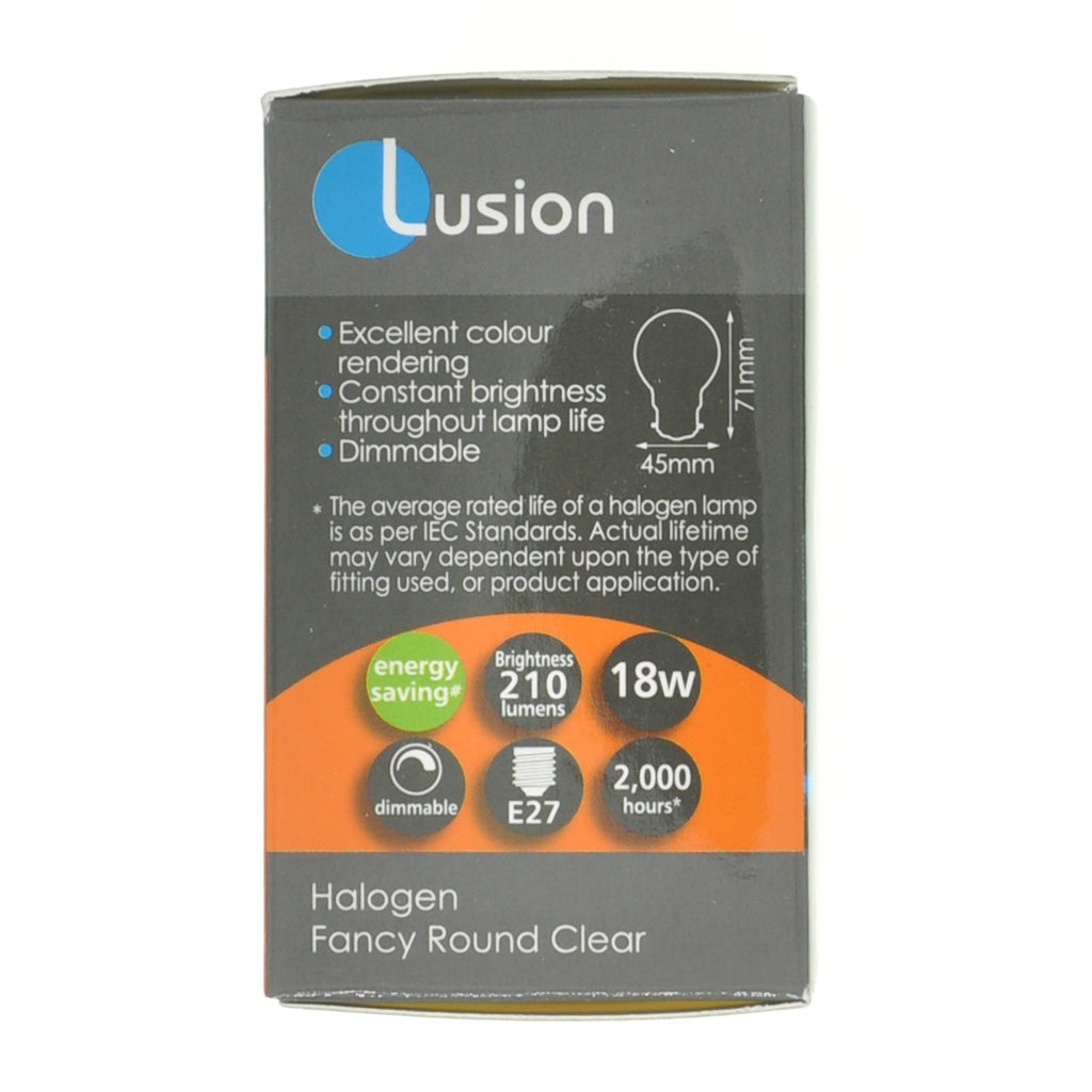 Lusion Fancy Round Halogen Light Bulb E27 240V 18W Clear 30204