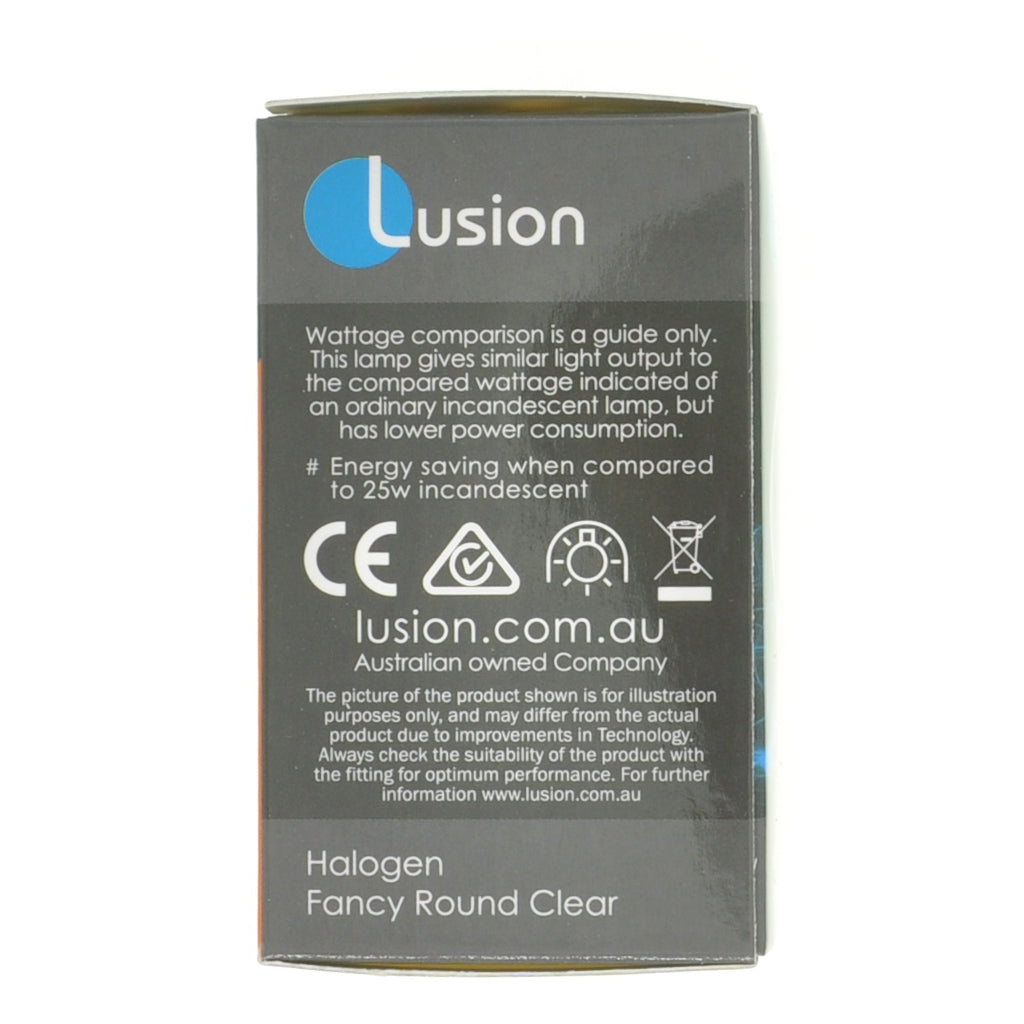 Lusion Fancy Round Halogen Light Bulb E27 240V 18W Clear 30204