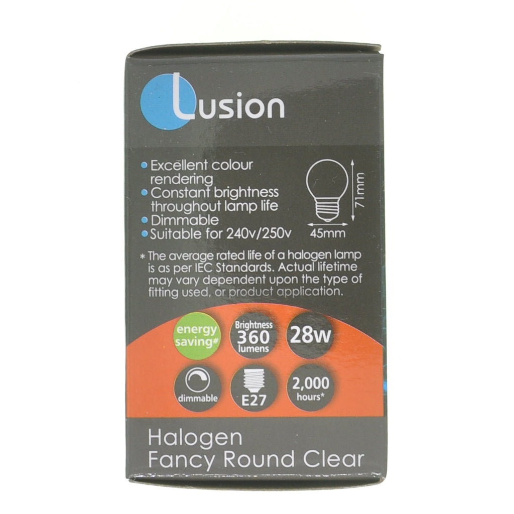 Lusion Fancy Round Halogen Light Bulb E27 240V 28W Clear 30206