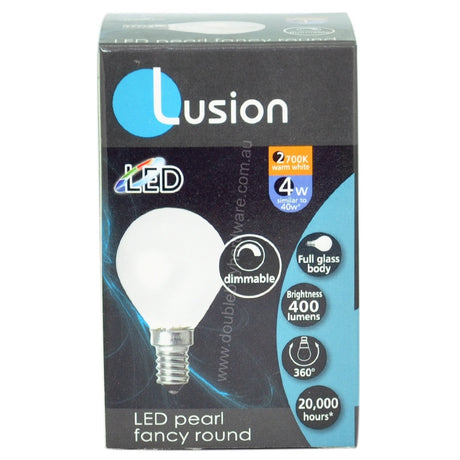 Lusion Fancy Round LED Light Bulb E14 240V 4W W/W Pearl 20260