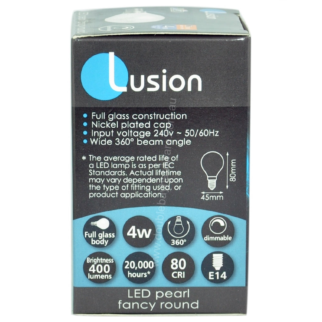 Lusion Fancy Round LED Light Bulb E14 240V 4W W/W Pearl 20260