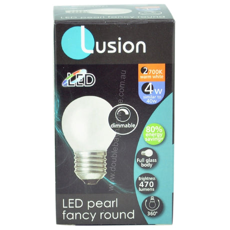 Lusion Fancy Round LED Light Bulb E27 240V 4W W/W Pearl 20261