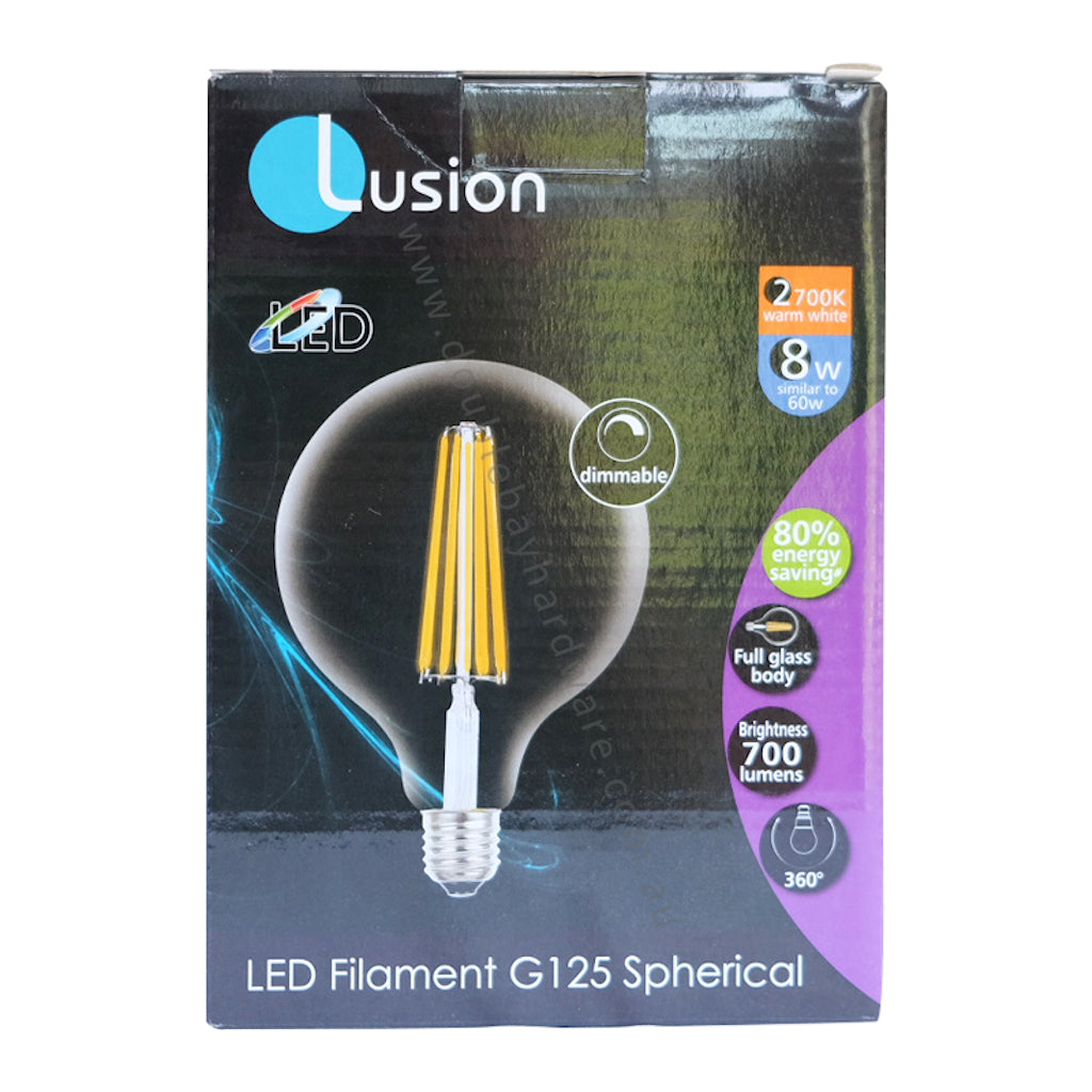 Lusion G125 Filament Spherical LED Light Bulb E27 240V 8W W/W 20960