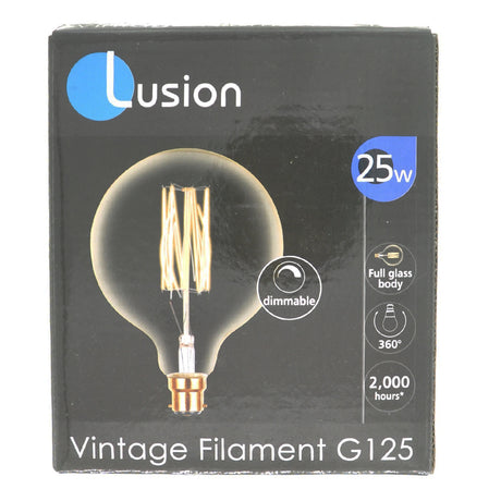 Lusion G125 Vintage Filament Spherical Light Bulb B22 240V 25W 60006