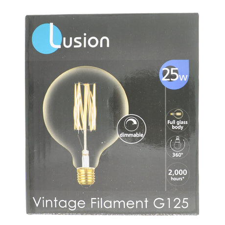 Lusion G125 Vintage Filament Spherical light Bulb E27 240V 25W 60005