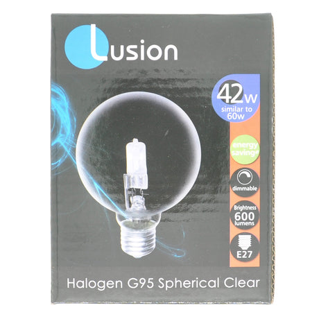 Lusion G95 Spherical Halogen Light Bulb E27 240V 42W Clear 30305