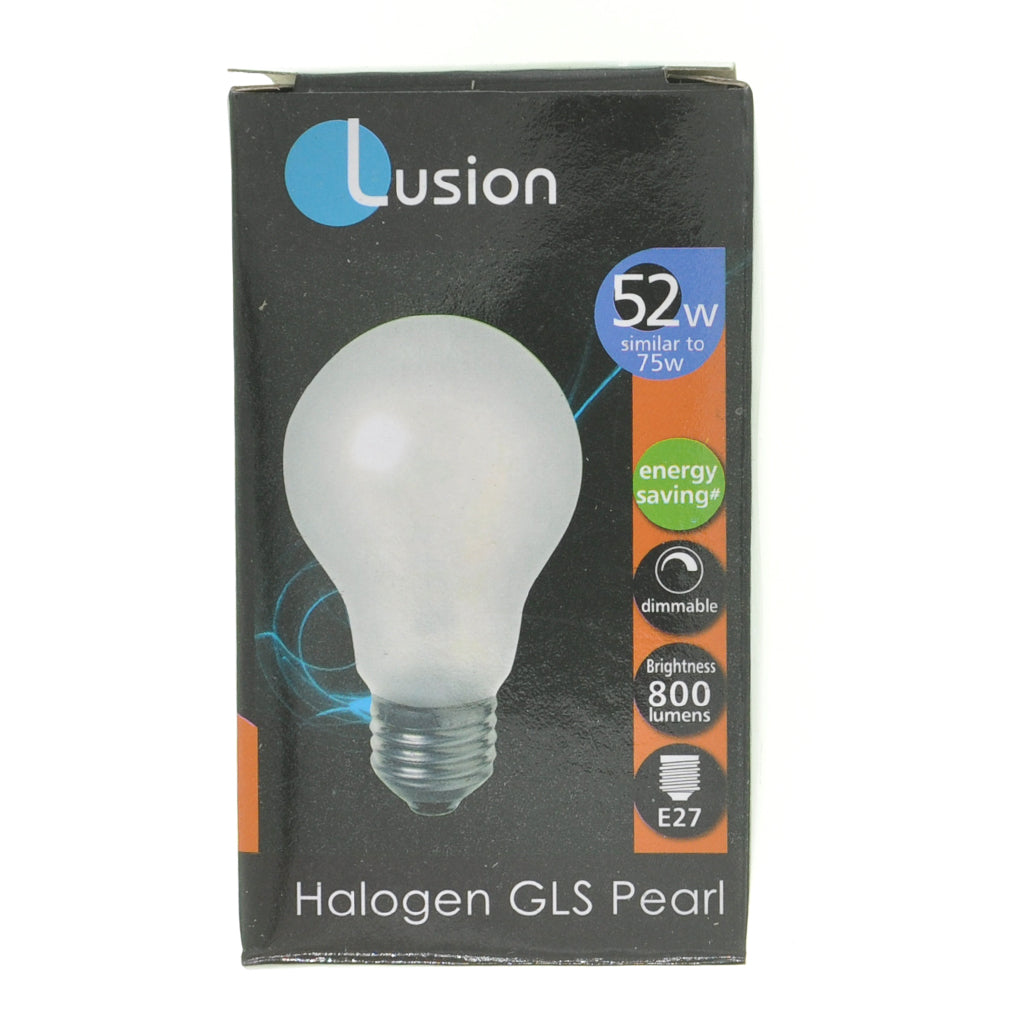 Lusion GLS Halogen Light Bulb E27 240V 52W Pearl 30033