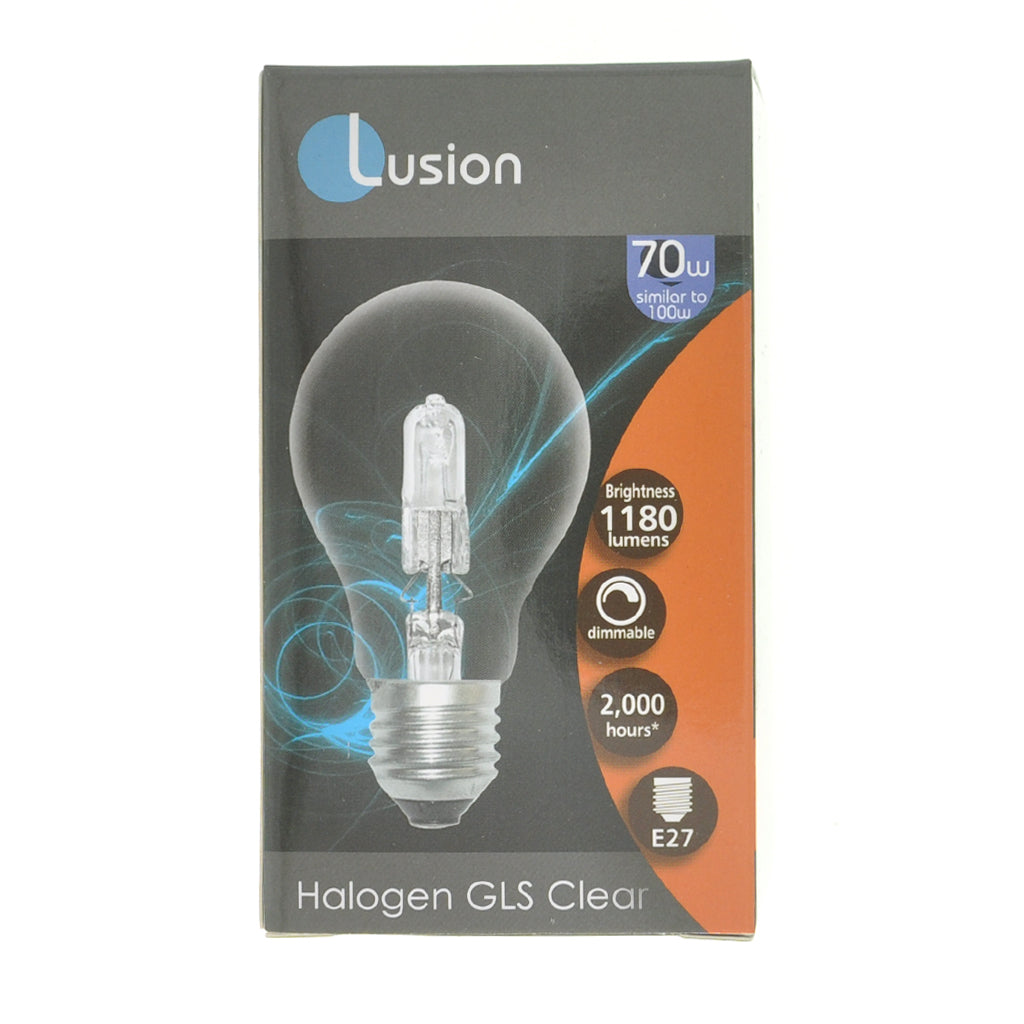 Lusion GLS Halogen Light Bulb E27 240V 70W Clear 30034