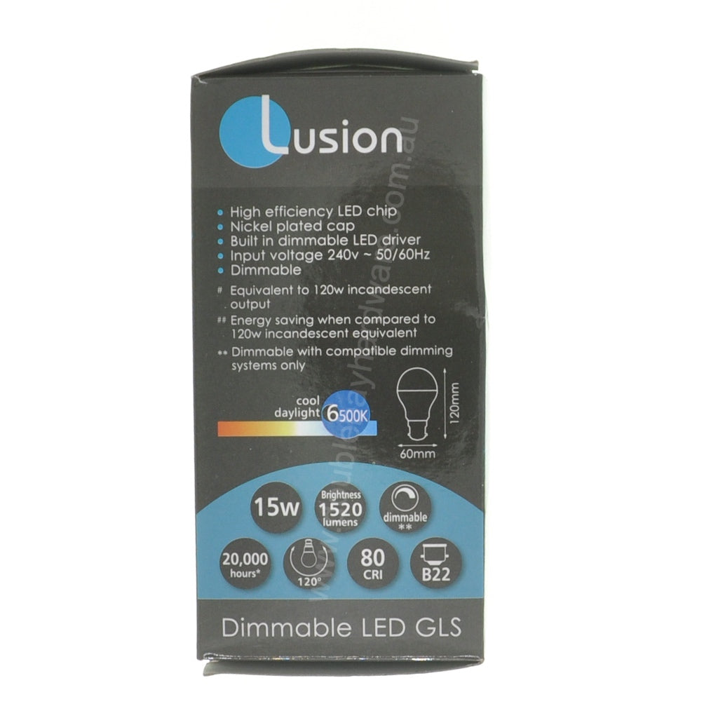 Lusion GLS LED Light Bulb B22 240V 15W C/DL Opal 20435