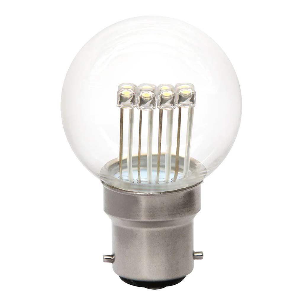 Lusion Glitter Fancy Round LED Light Bulb B22 240V 1W W/W 20196