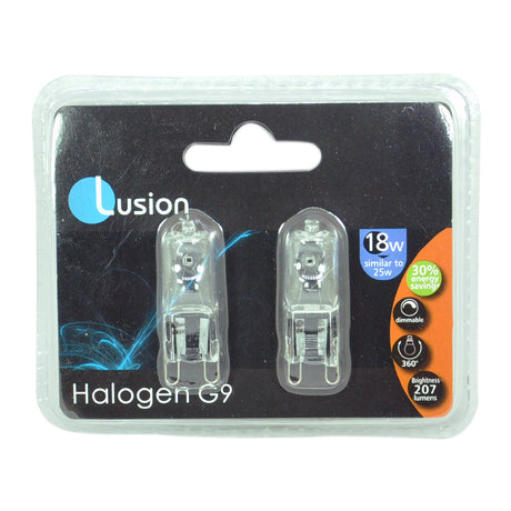 Lusion Bi-Pin Halogen Light Bulb G9 240V 18W Clear 2Pcs 30405