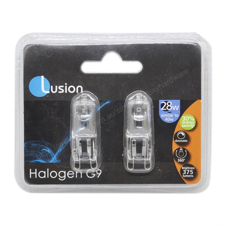 Lusion Bi-Pin Halogen Light Bulb G9 240V 28W Clear 2Pcs 30406